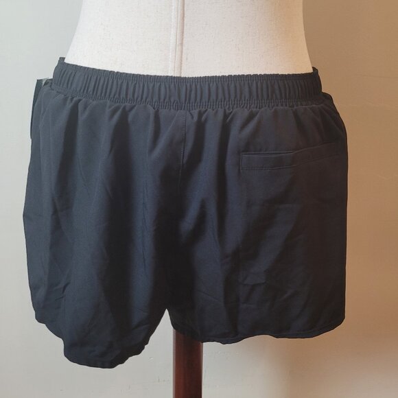 Bal Harbour Swim Shorts Women's 1X black Taslan plus sport gym brief tie pockets - Picture 7 of 16